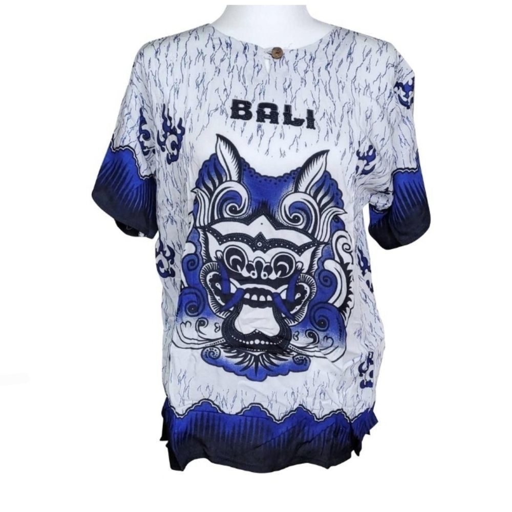NEW! Bali Beach Summer Tshirt 100% Cotton - Blue Barong